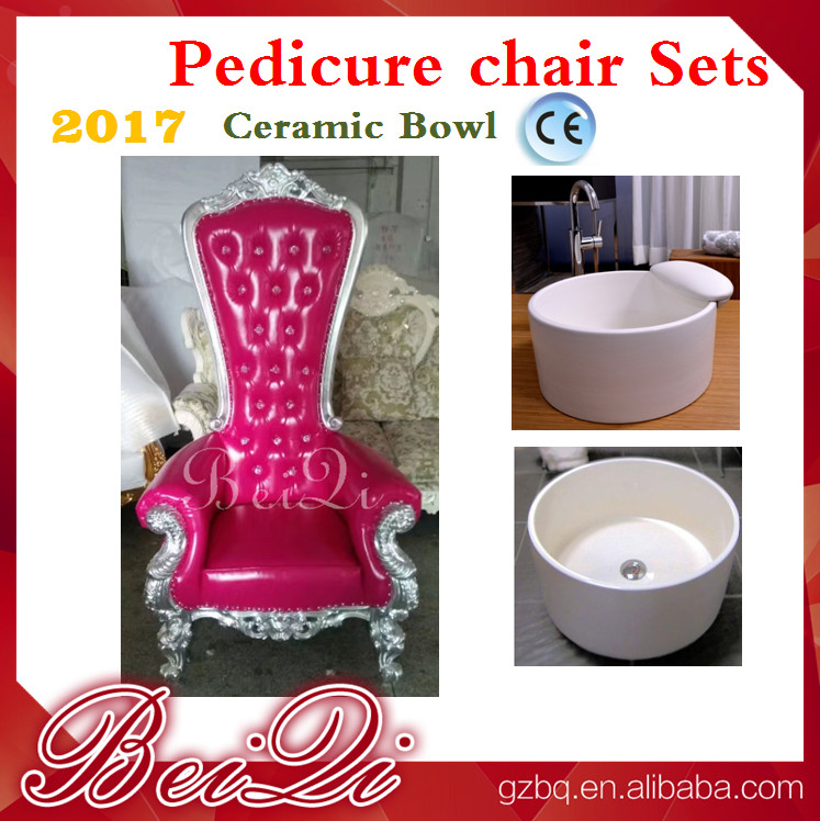 2017 hot sale king throne pedicure chair with round pedicure bowl