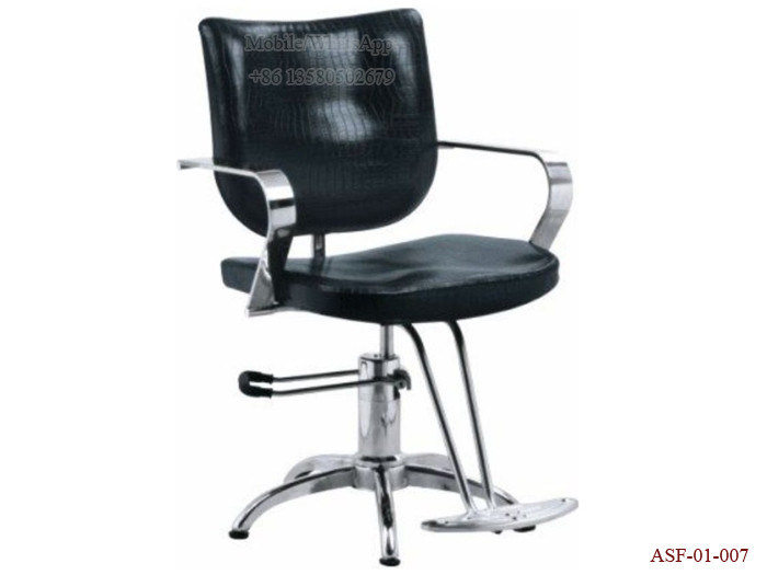 ASF-01-007 Black Color Synthetic Leather Reclined Backrest Hydraulic Barber Chair Footrest