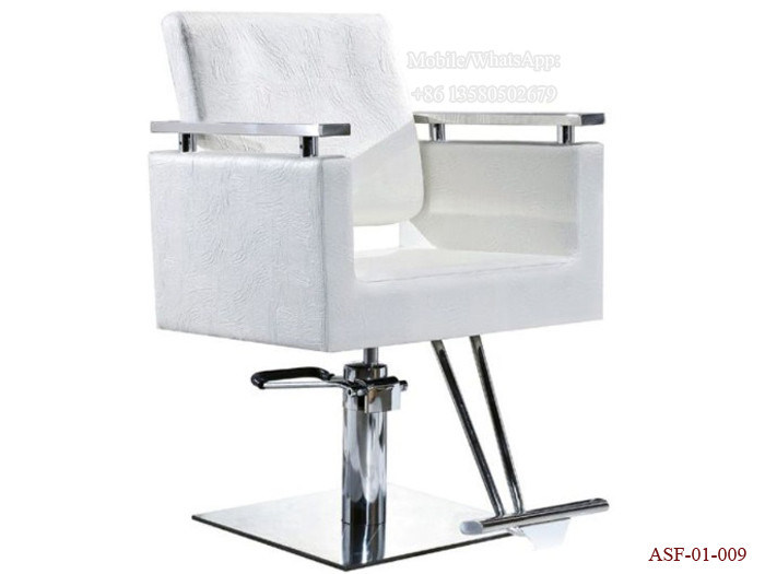 ASF-01-009 White Color Salon Furniture Beauty Equipment Stainless Steel Base Styling Chair