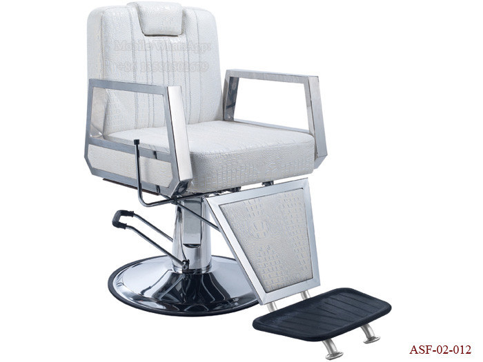 ASF-02-012 Armrest Hydraulic Pump White Barber Chair with Footrest ,Portable Salon Chair