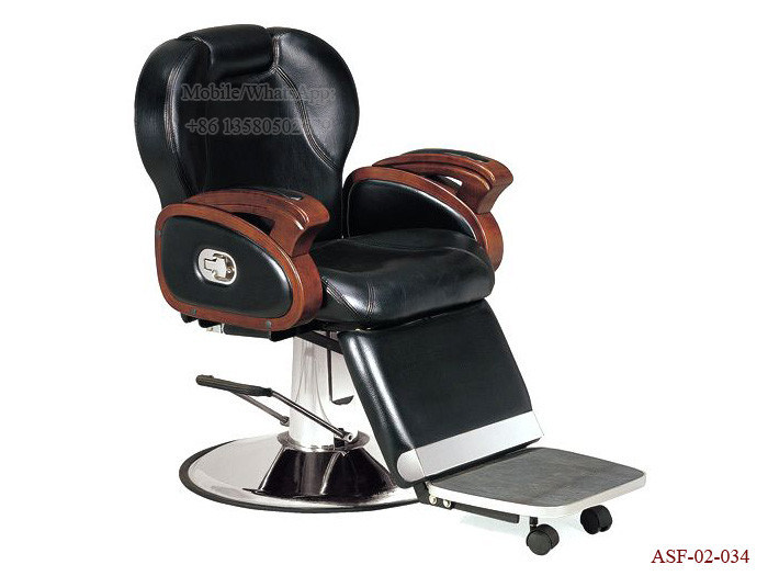 ASF-02-034Black Color Durable Solid Wooden Armrest Barber Chair ,Hairdresser Chair for Man