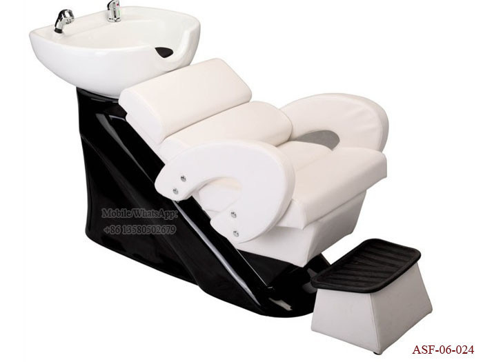 ASF-06-024 White Color Leather Shampoo Chair Salon Equipment Shampoo Basin Price